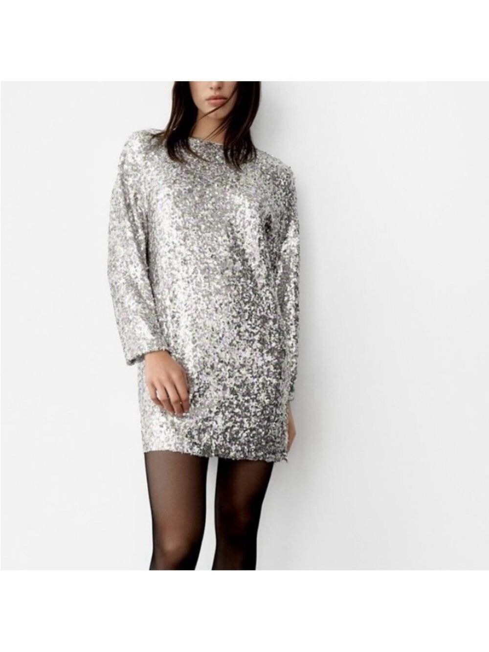 Zara Women’s Silver Sequin Mini Dress Size: XS NWOT